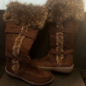 Brown Faux Fur Lined Women's Boots